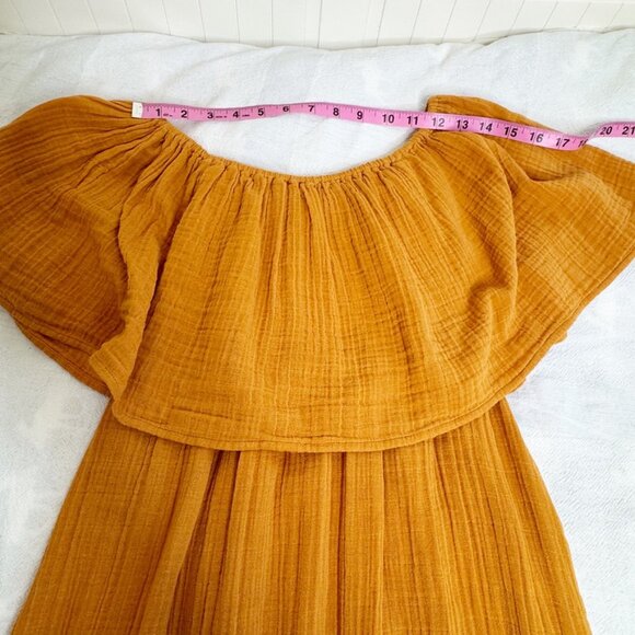 Anaak Off the Shoulder Freya Maxi Dress Boho Gauze Golden Mustard Size 2 (M) - Picture 9 of 11